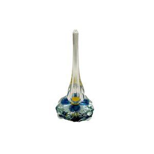 L'oiseau De Bois Canada Glass Ring Holder 5.5" Tall Blue Flower Design